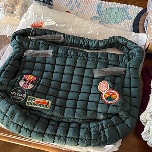 NWT SOLD OUT FP Movement by Free People Green Quilted patch puffer Bag